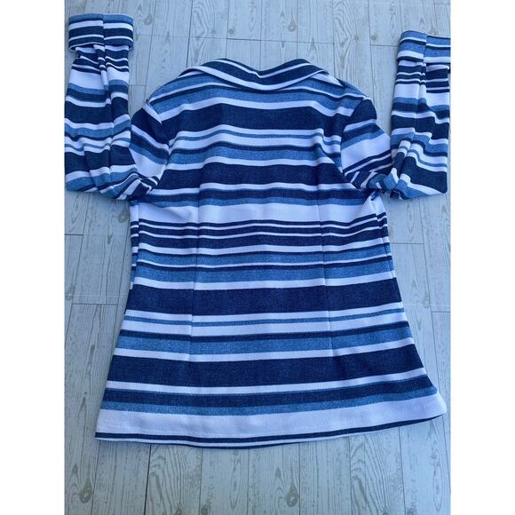 Westbound Women’s Small Blue White Striped Blazer Jacket One Button Casual - Picture 5 of 6